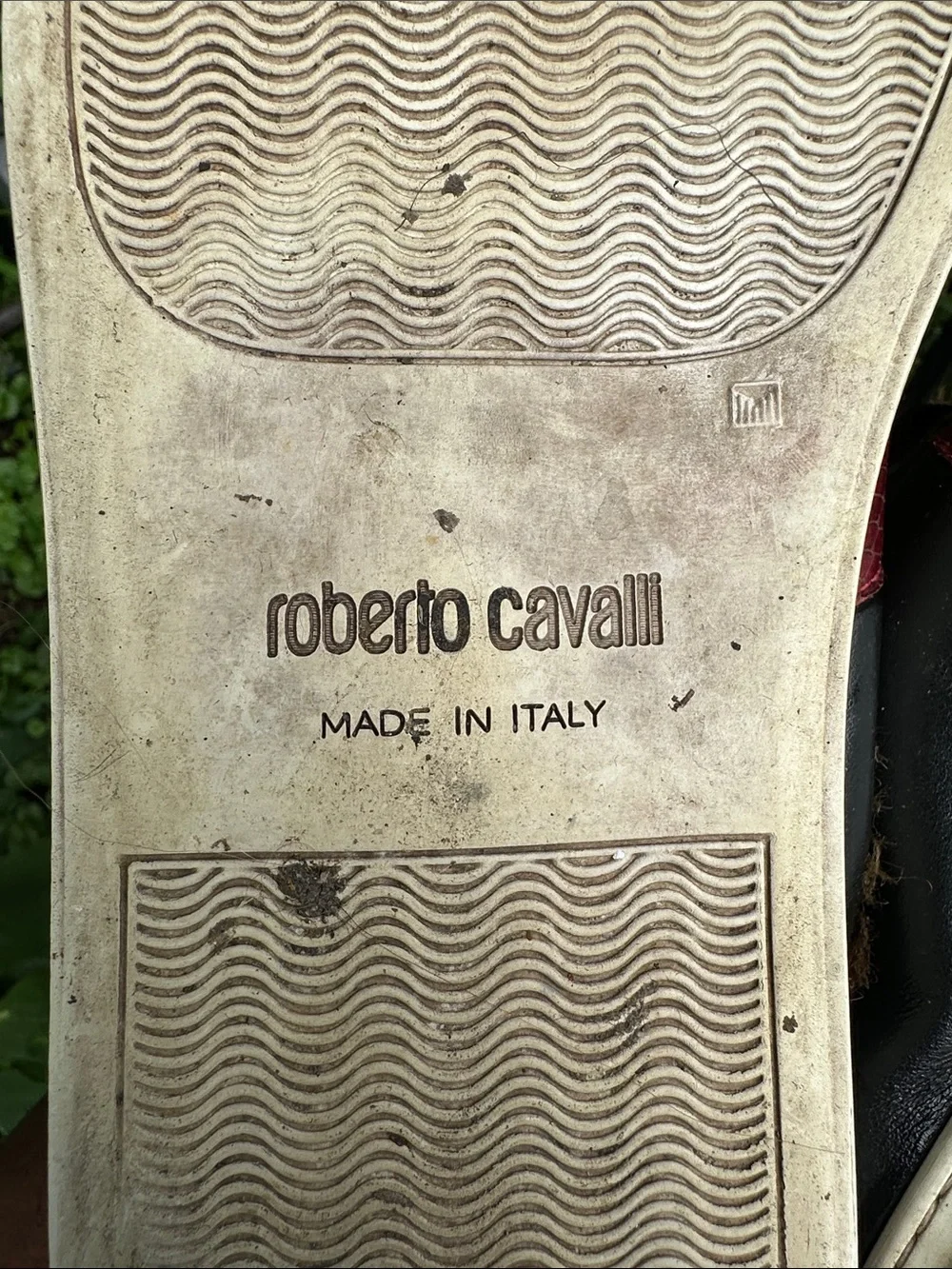 Roberto Cavalli Black Leather Sneakers with Red Accent and Gold Emblem